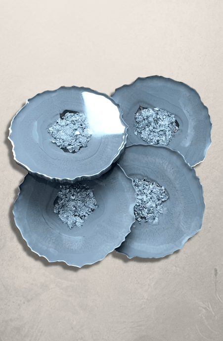 Reiner Grauer Untersetzer mit Silber Blattgold